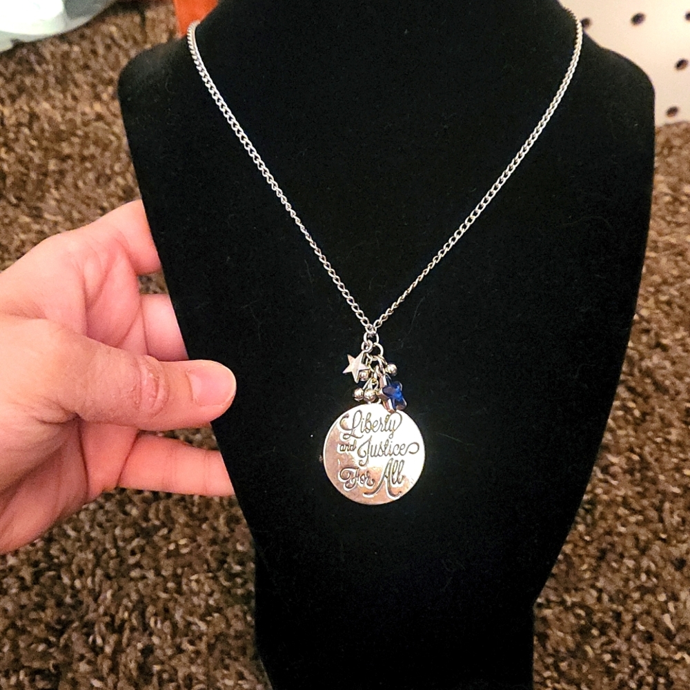 5/$12 Jewlery New Liberty & Justice For All Necklace